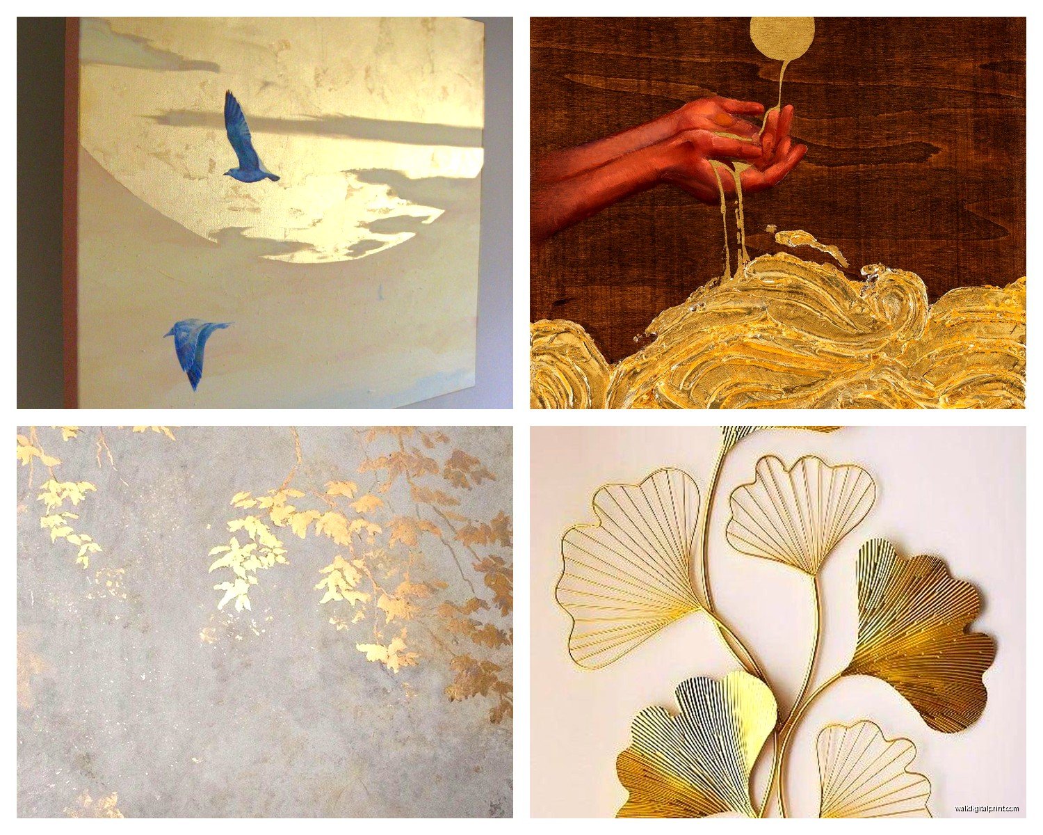 Gold Leaf Wall Art: Gilded Luxe Metallic Designs