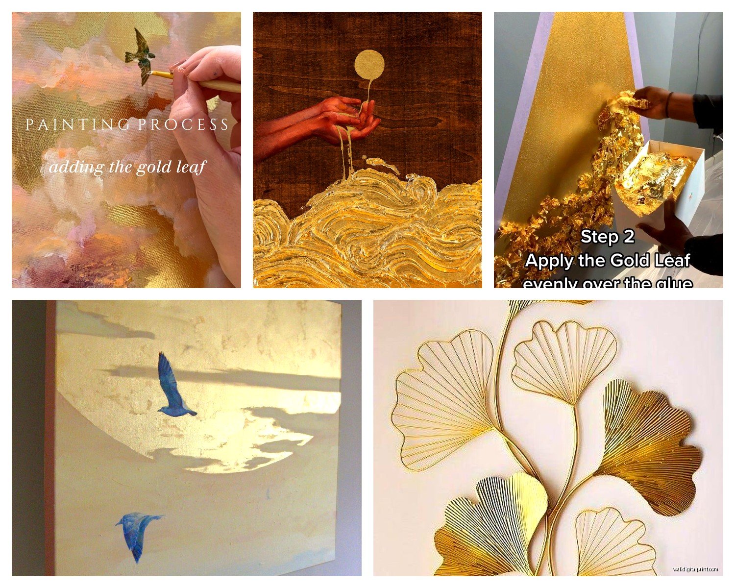 Gold Leaf Wall Art: Gilded Luxe Metallic Designs