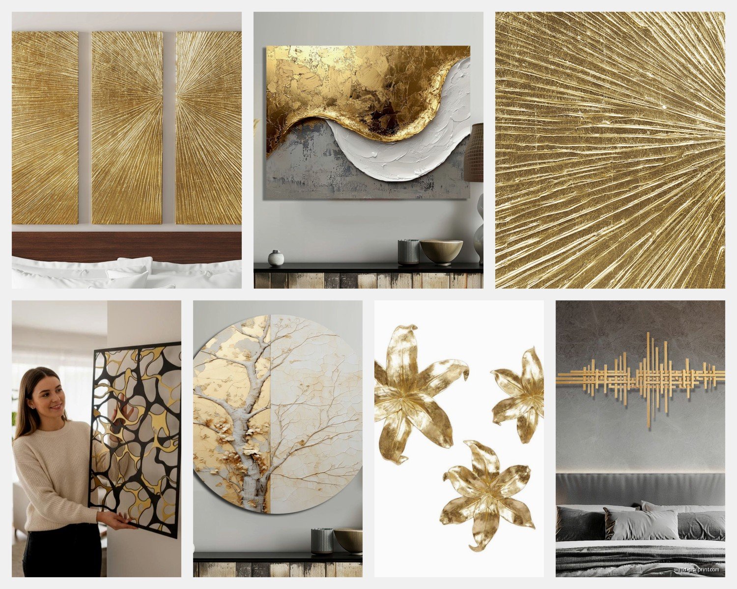 Gold Metal Wall Art: Luxury Metallic Decor & Sculptures