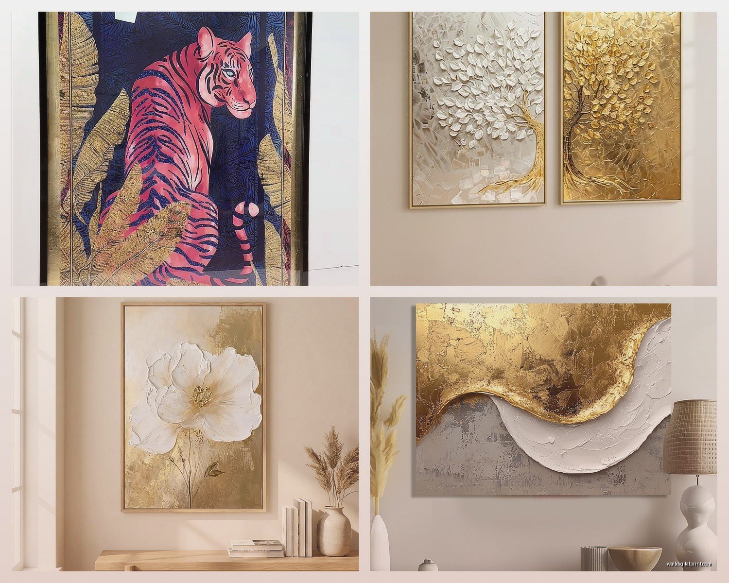 Gold Wall Art: Metallic Luxury Gilt Yellow Designs