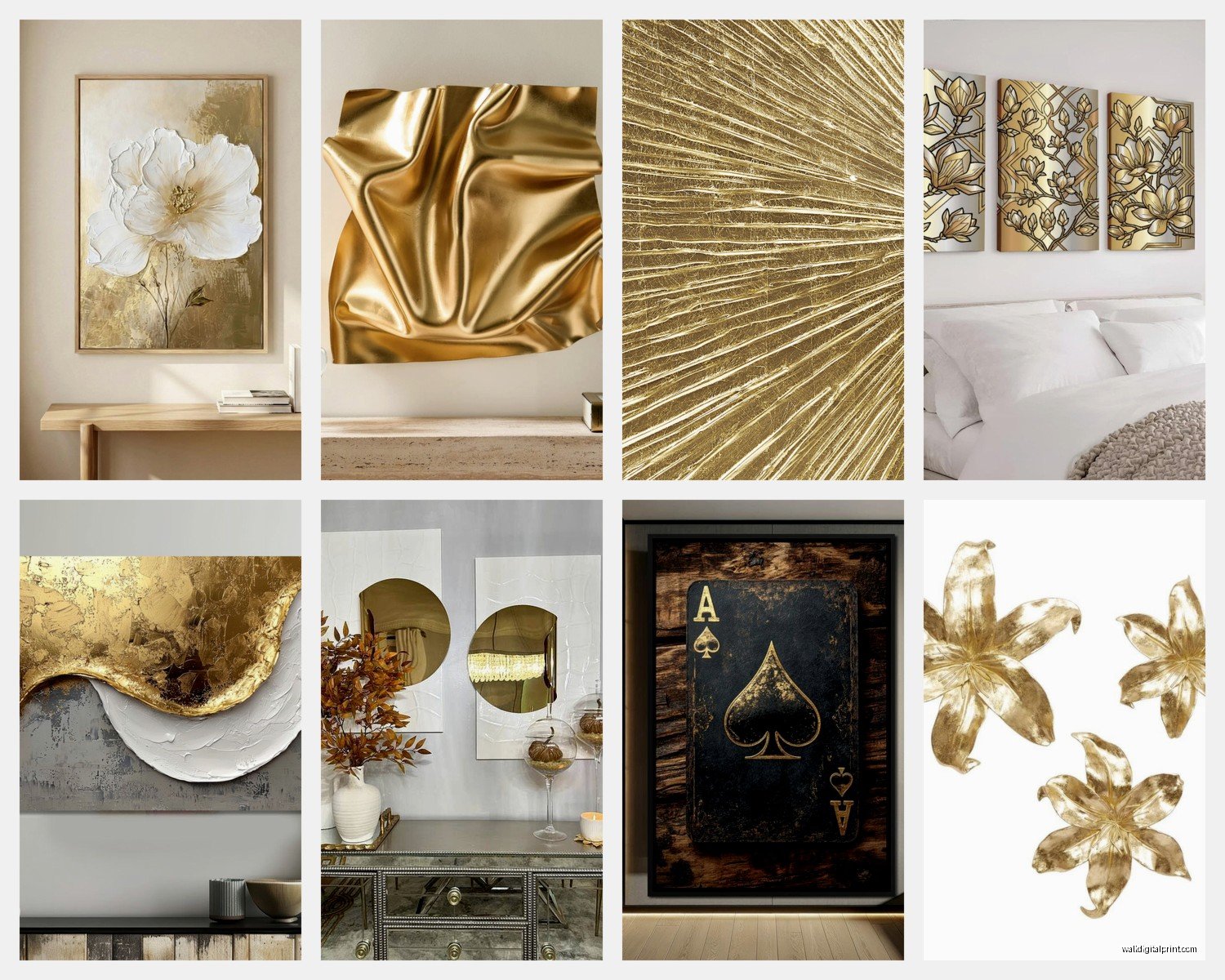 Gold Wall Art Decor: Metallic Luxury Gilt Designs