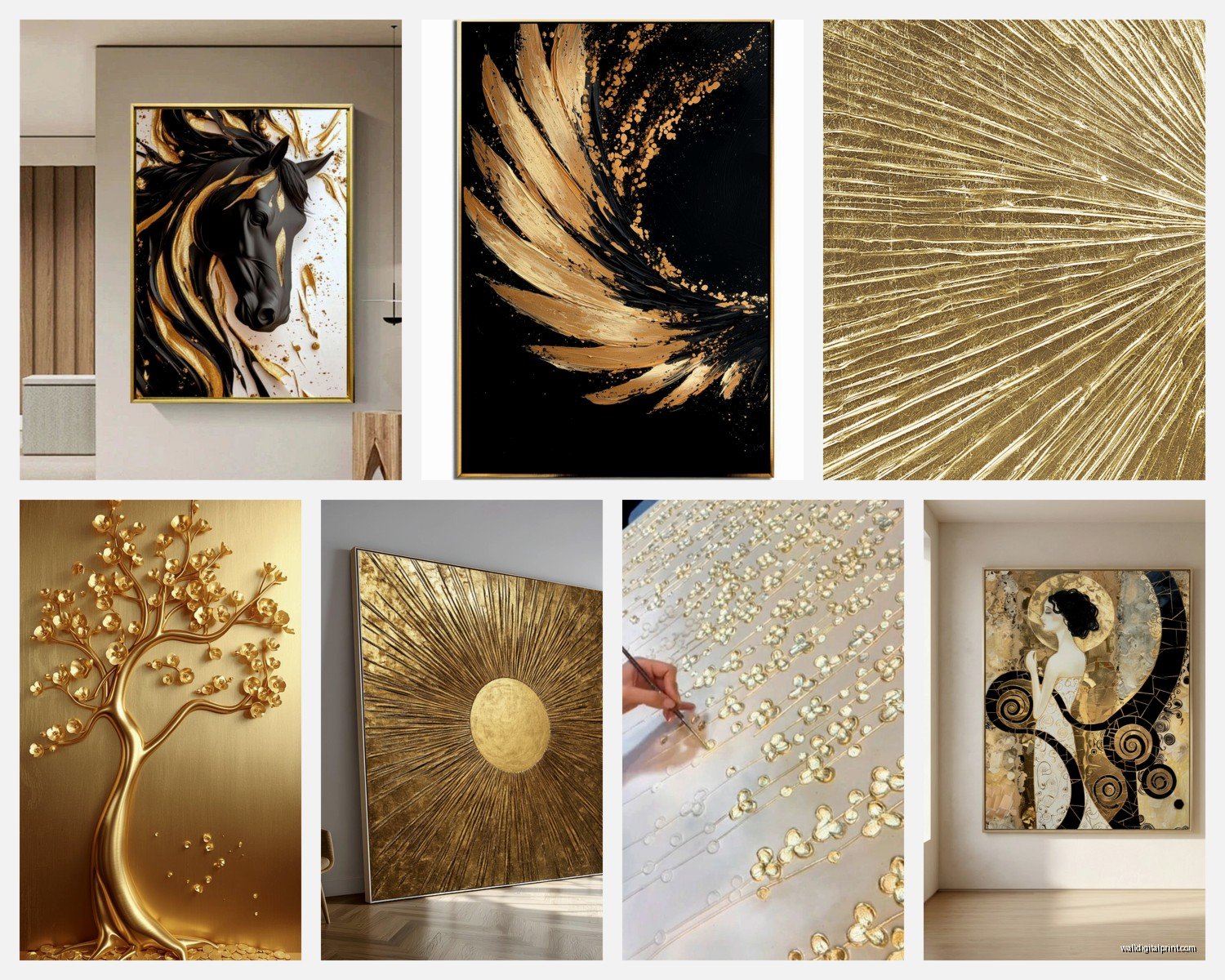 Golden Wall Art: Metallic Yellow Gold Luxe Designs