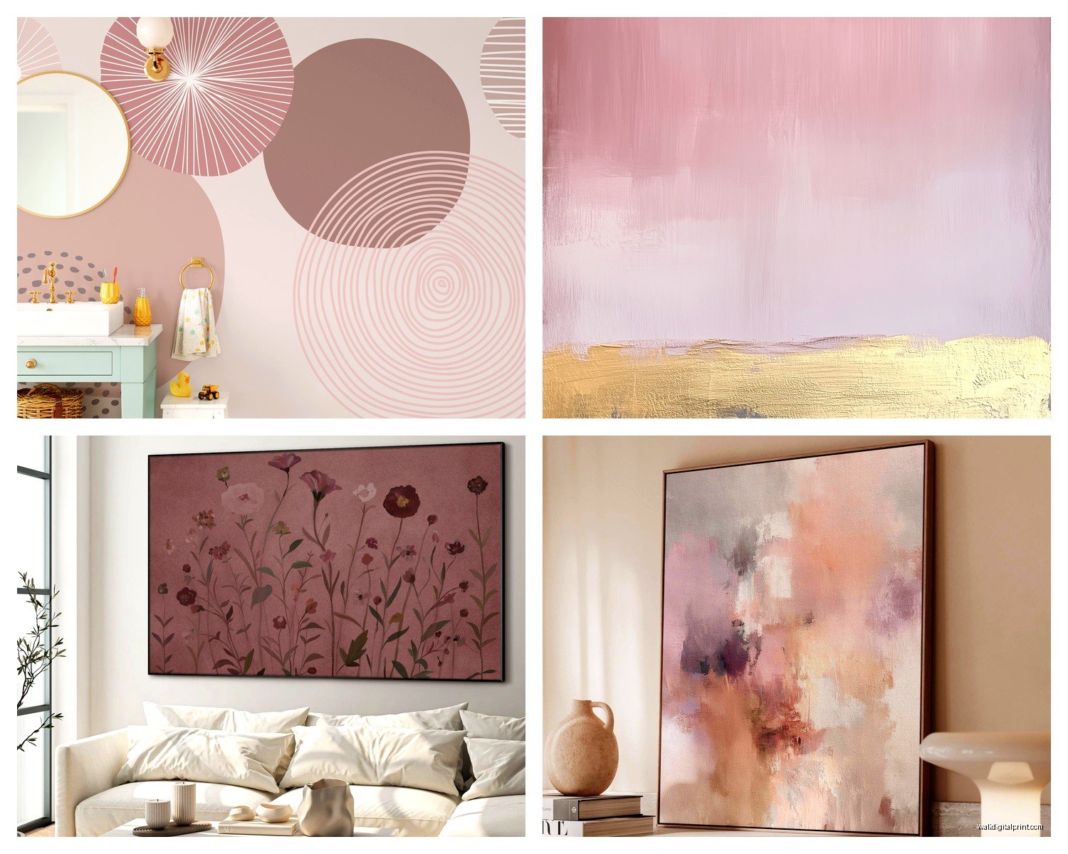 Mauve Wall Art: Dusty Purple Pink Soft Decor