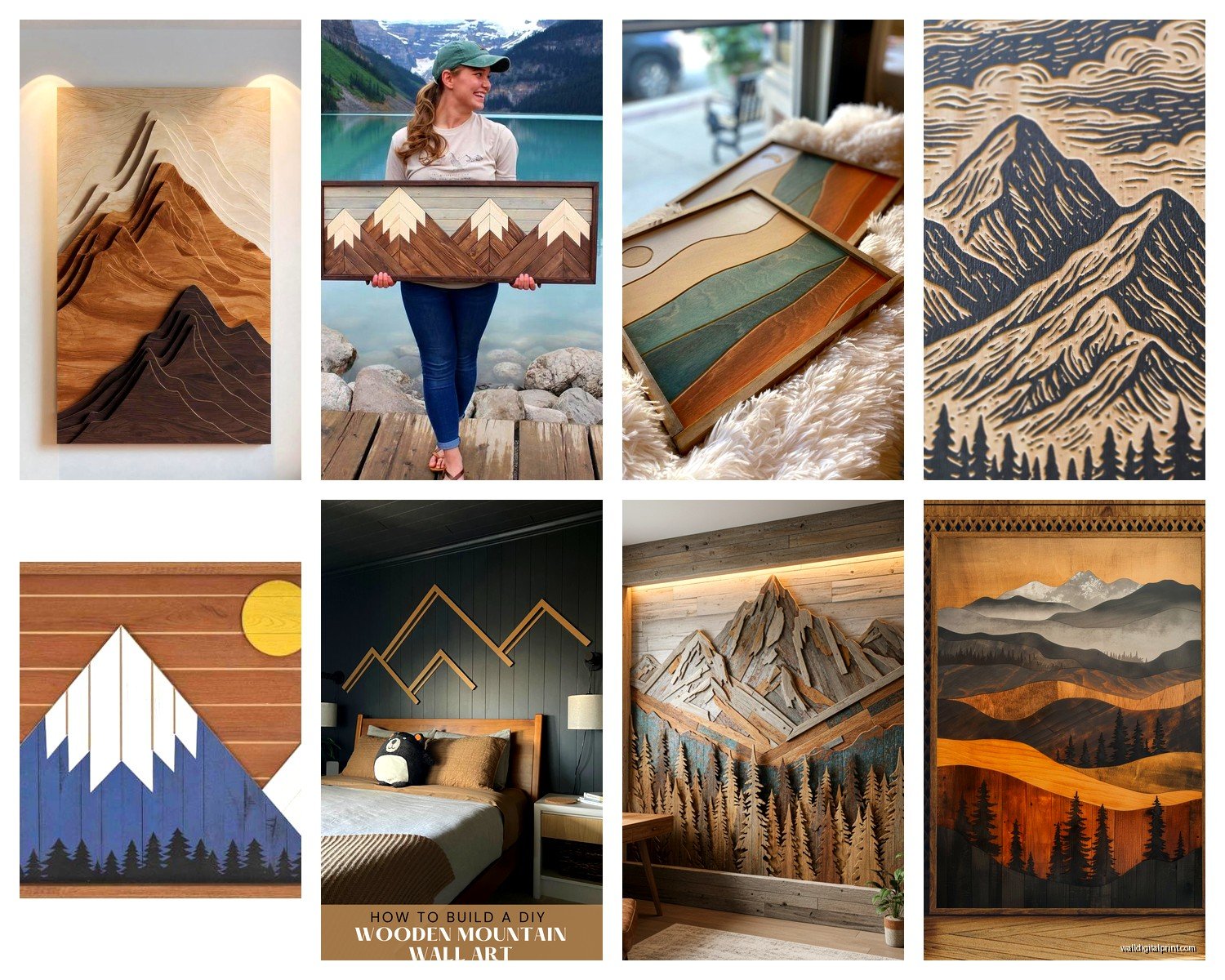 Mountain Wood Wall Art: Carved Alpine Peak Natural