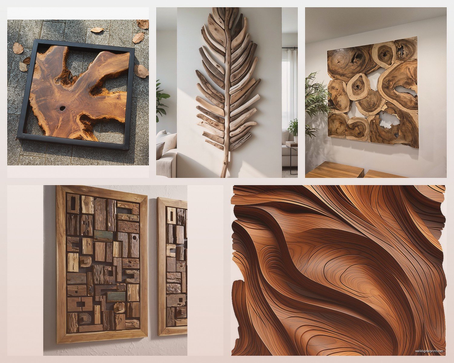 Natural Wood Wall Art: Unfinished Organic Grain Designs