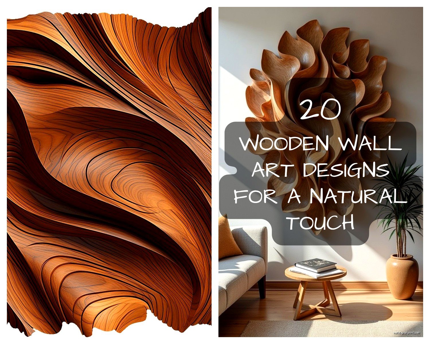 Natural Wood Wall Art: Unfinished Organic Grain Designs