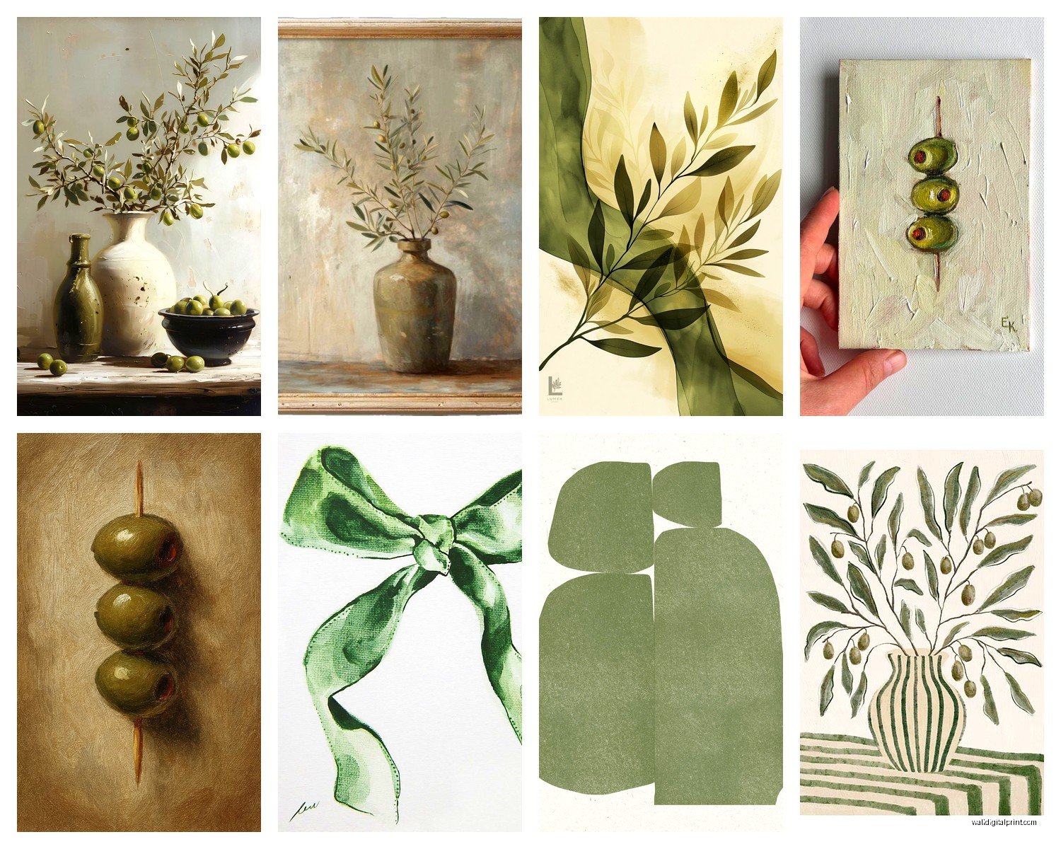 Olive Green Wall Art: Earthy Sage Green Nature Decor