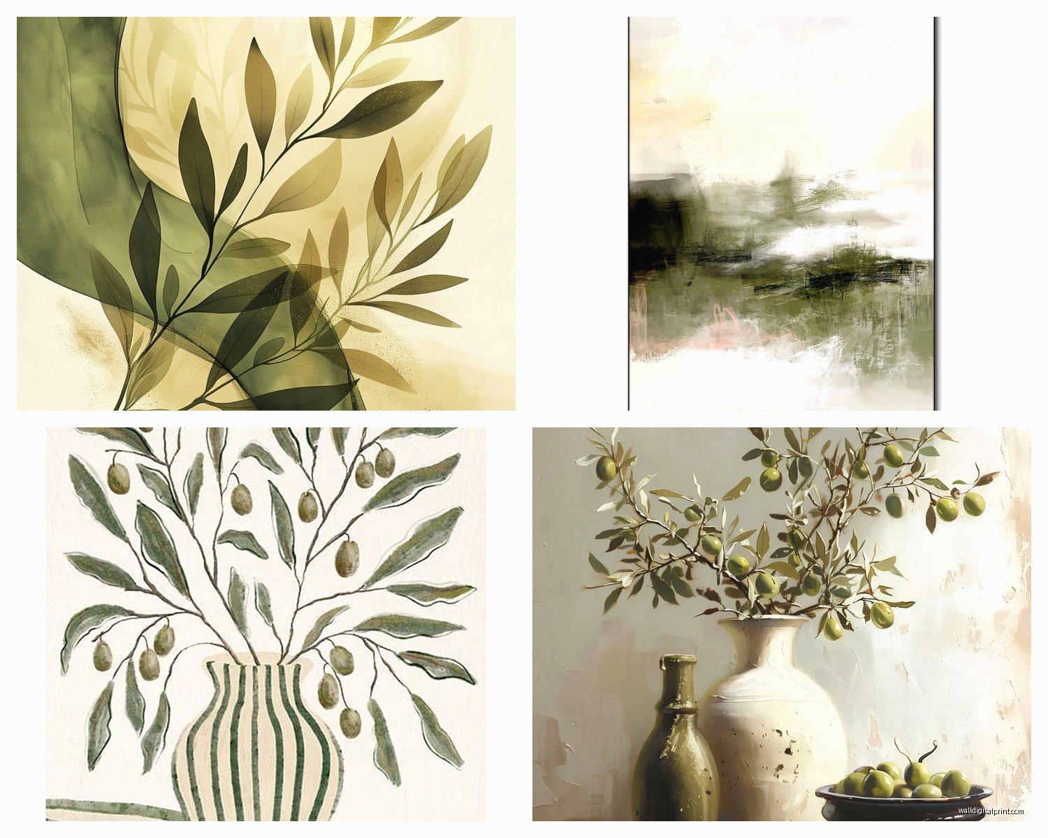 Olive Green Wall Art: Earthy Sage Green Nature Decor