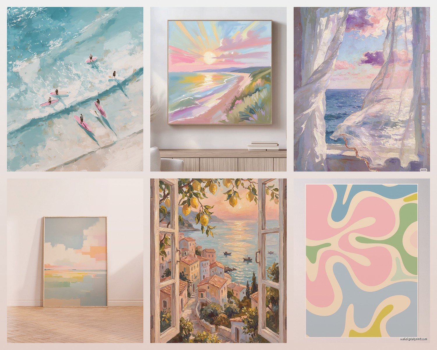 Pastel Wall Art: Soft Muted Gentle Color Palette