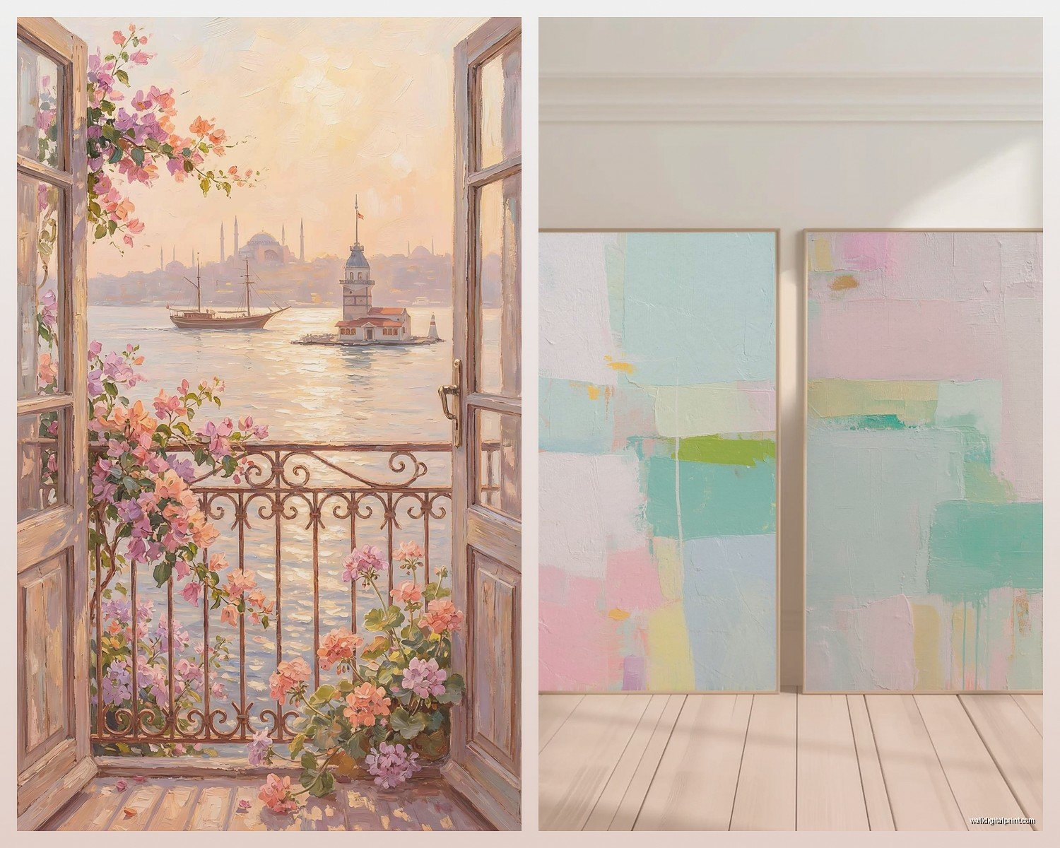Pastel Wall Art: Soft Muted Gentle Color Palette