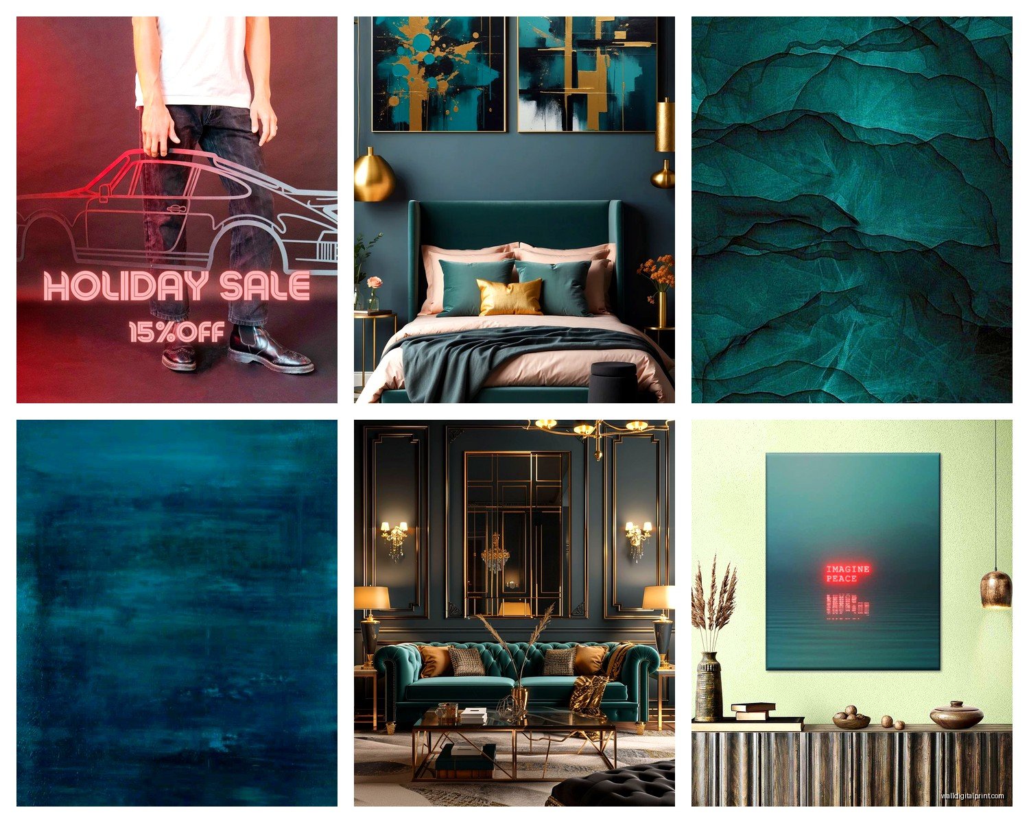 Petrol Vibes Wall Art: Blue-Green Urban Modern Designs