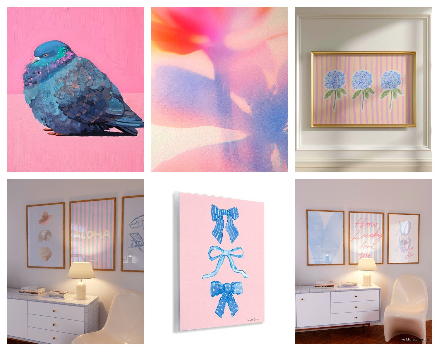 Pink and Blue Wall Art: Soft Pastel Gender Neutral