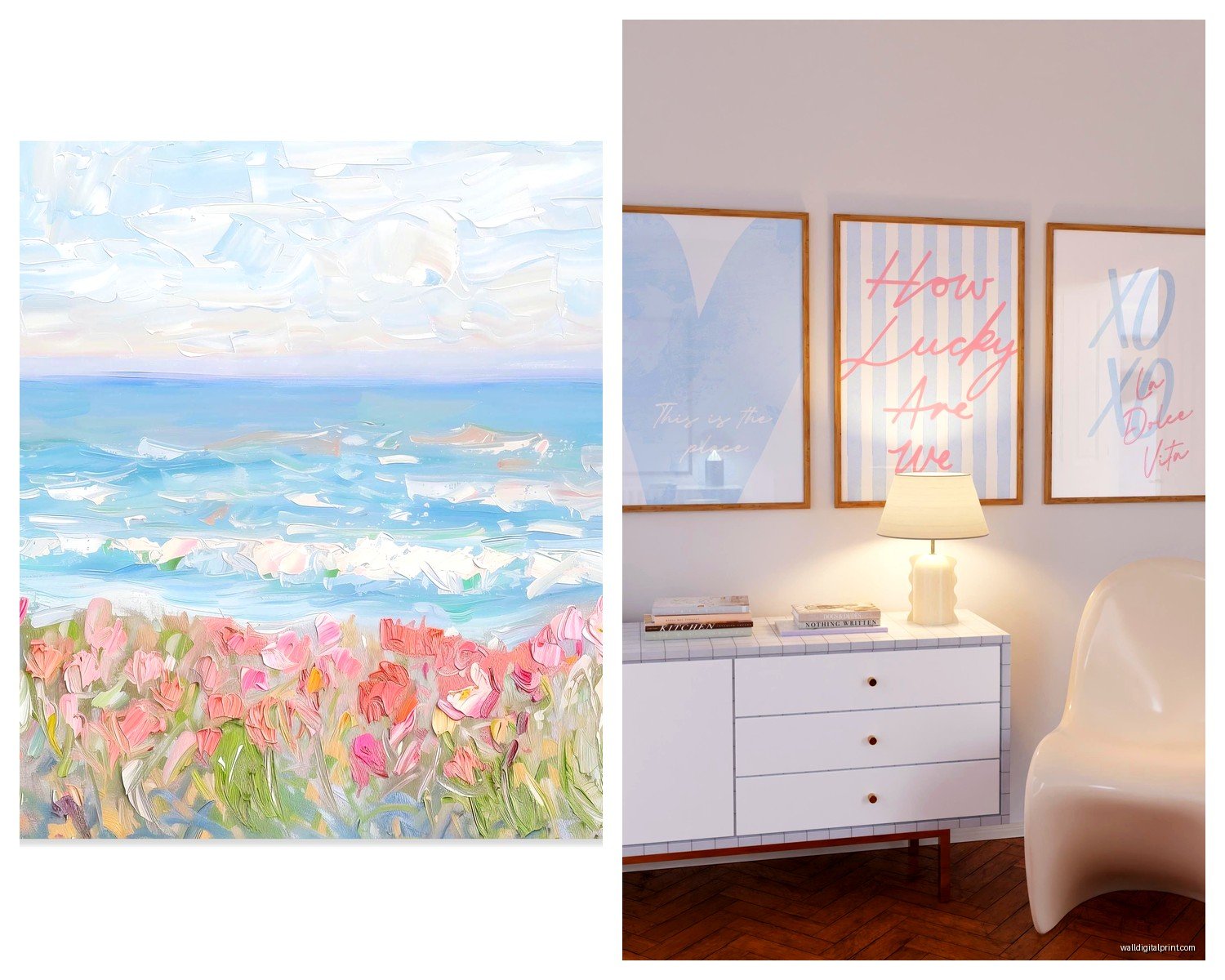 Pink and Blue Wall Art: Soft Pastel Gender Neutral