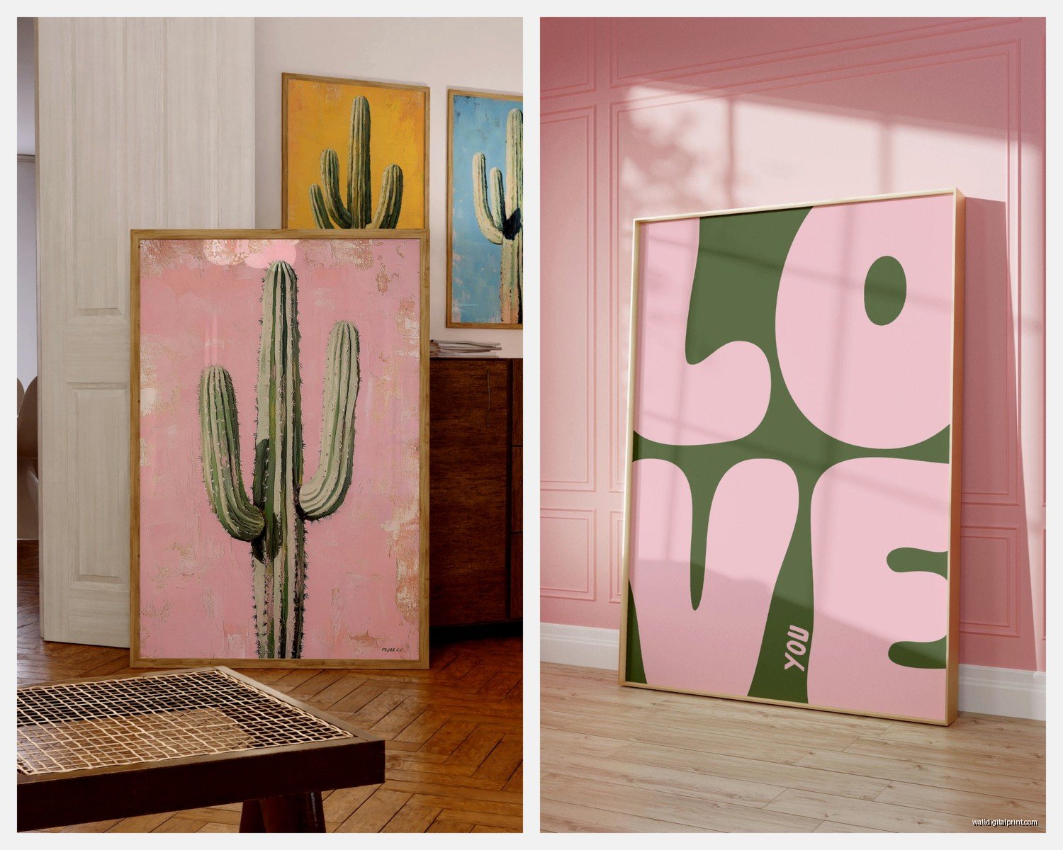 Pink and Green Wall Art: Preppy Fresh Spring Combo