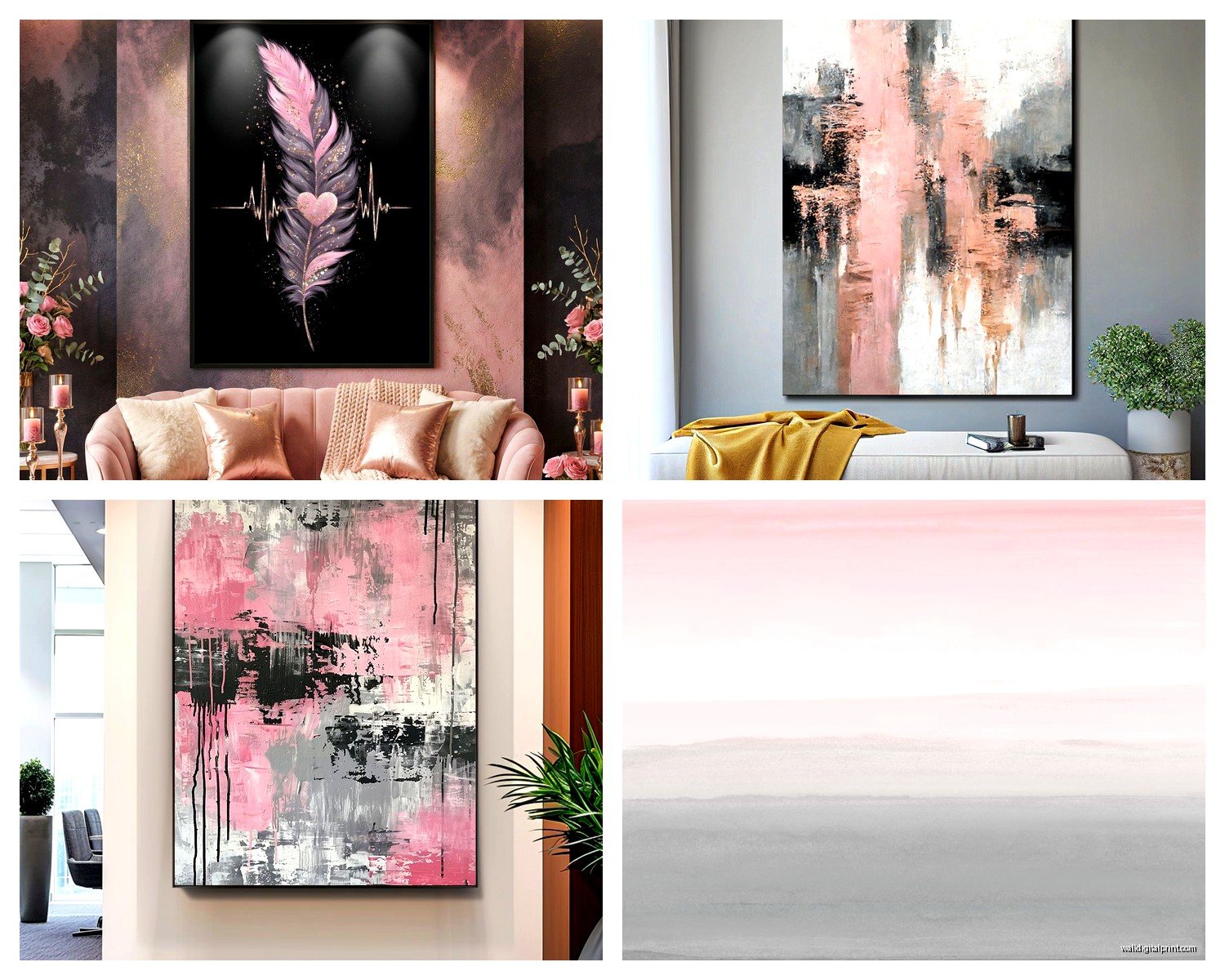 Pink Grey Wall Art: Blush Neutral Soft Sophisticated