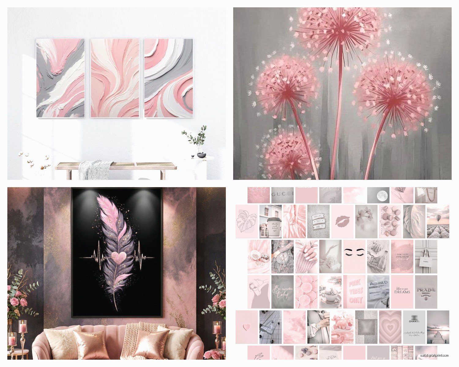 Pink Grey Wall Art: Blush Neutral Soft Sophisticated
