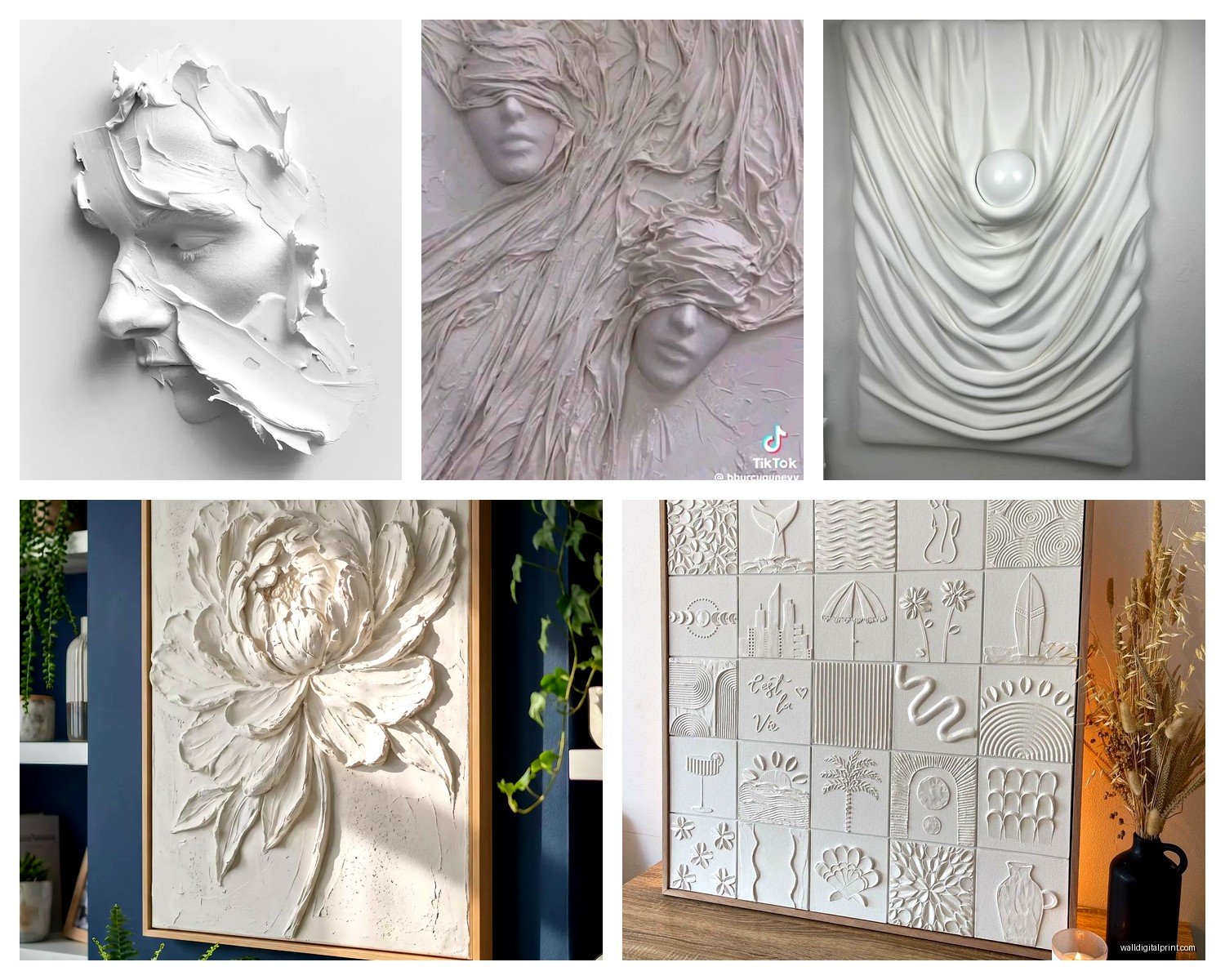 Plaster Wall Art: Relief Sculptural Dimensional Designs