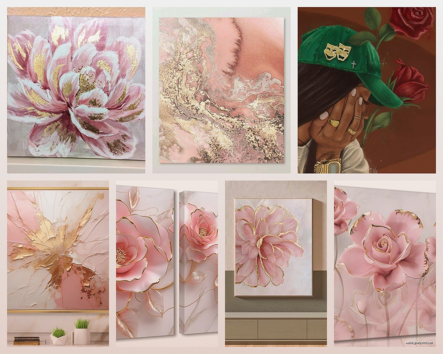 Rose Gold Wall Art: Copper Pink Metallic Luxury Designs