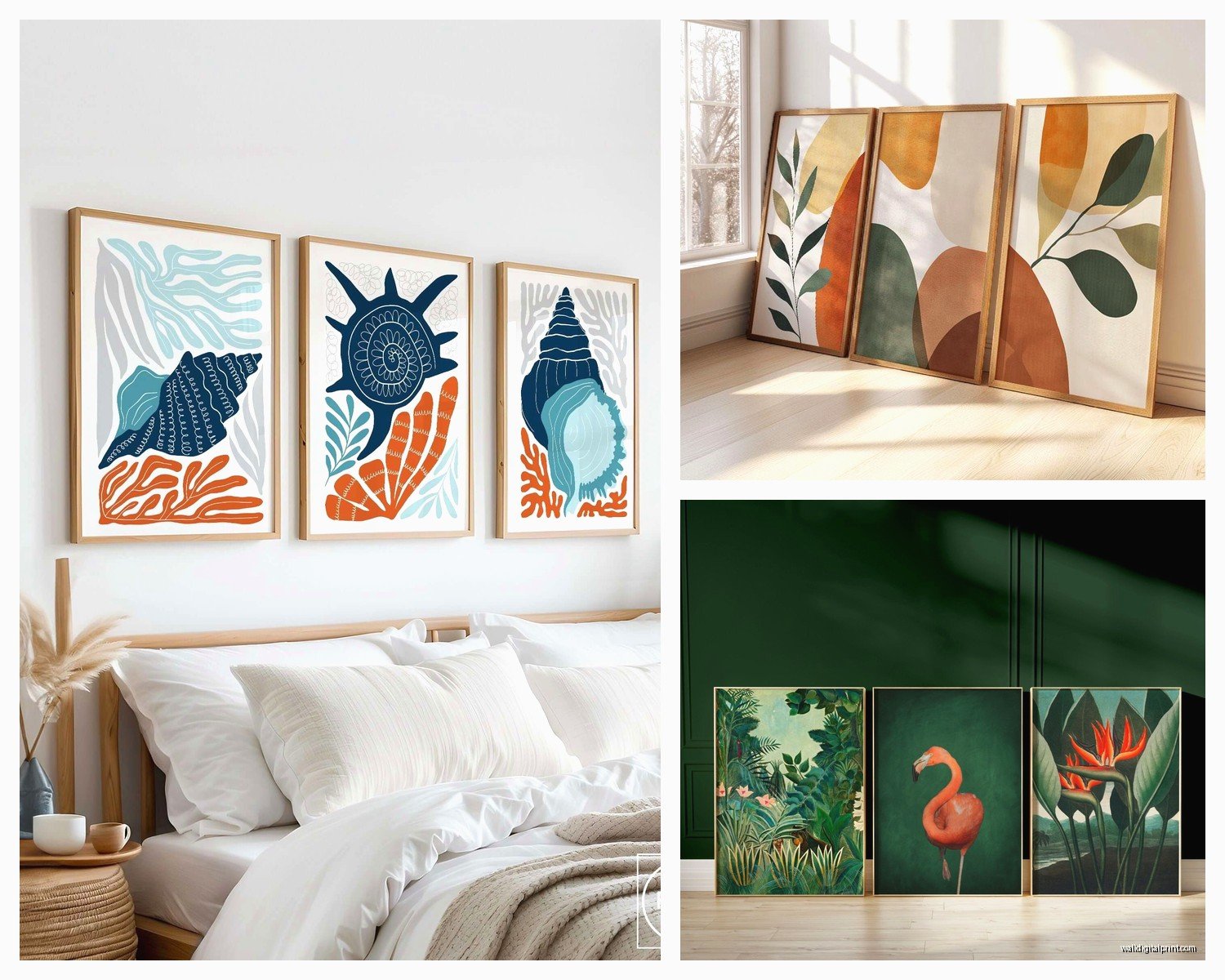 Set of Three Wall Art: Triptych Trio Coordinated Collection