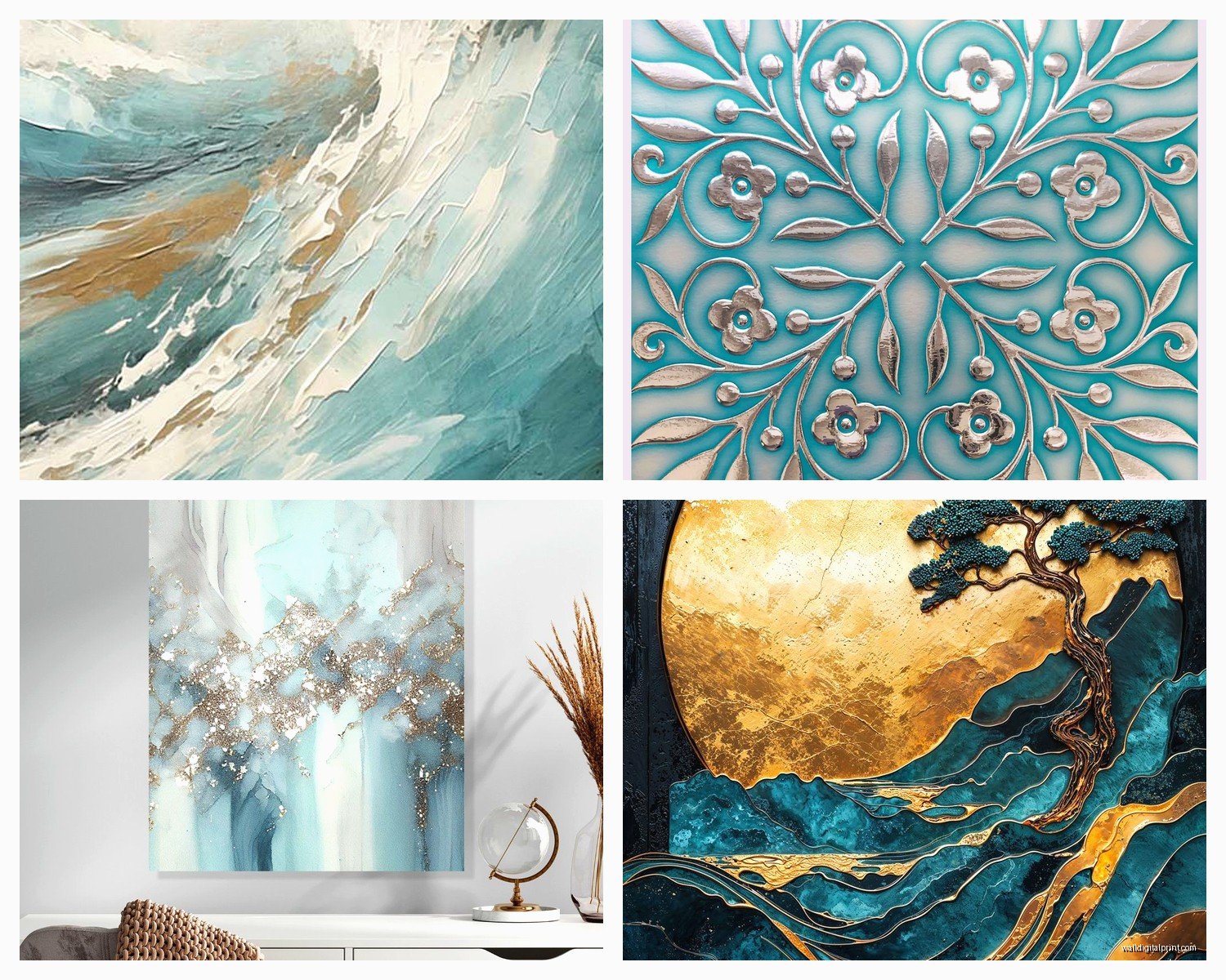 Teal Metal Wall Art: Turquoise Blue Sculpture Designs