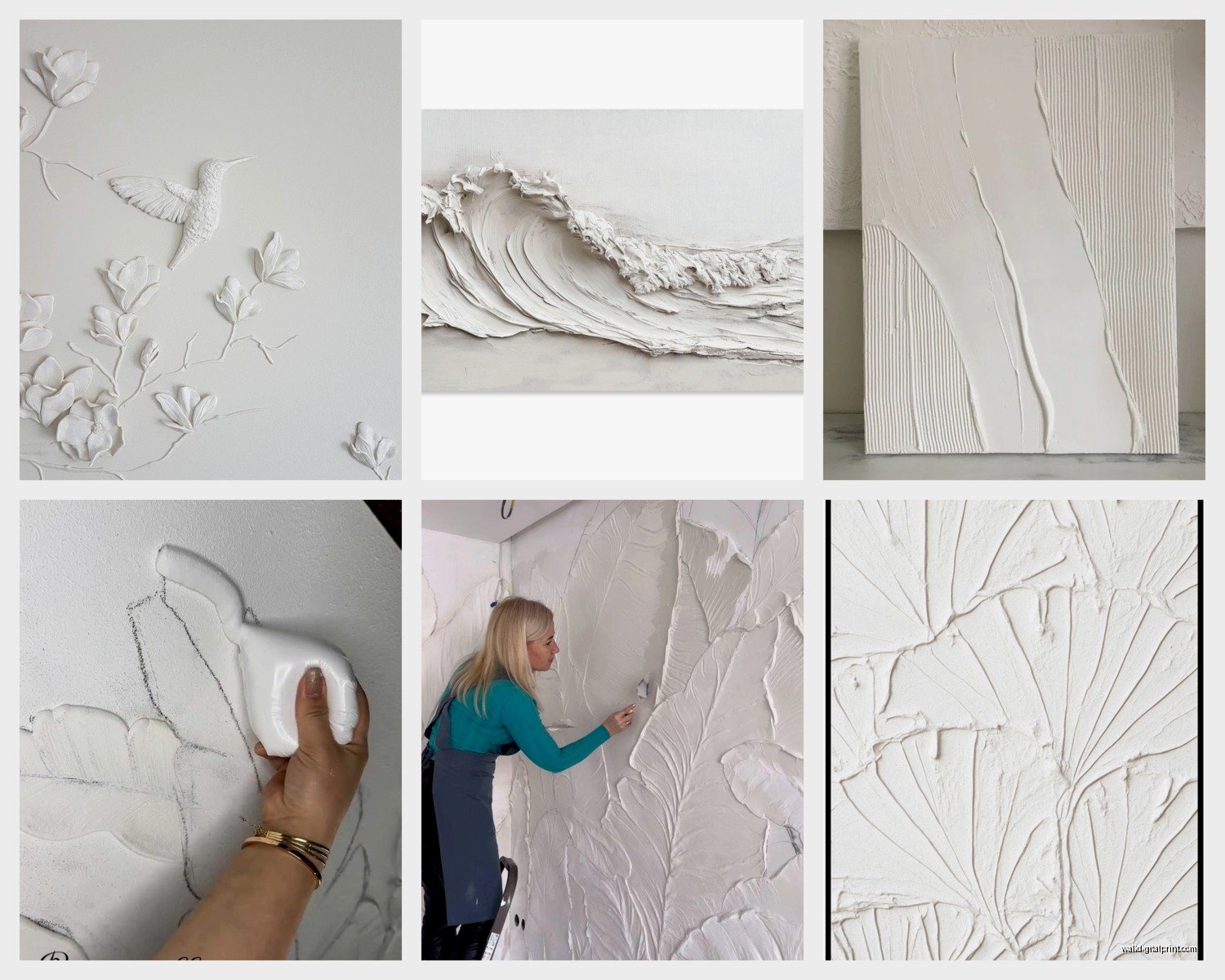 White Plaster Wall Art: Pure Relief Sculptural Designs