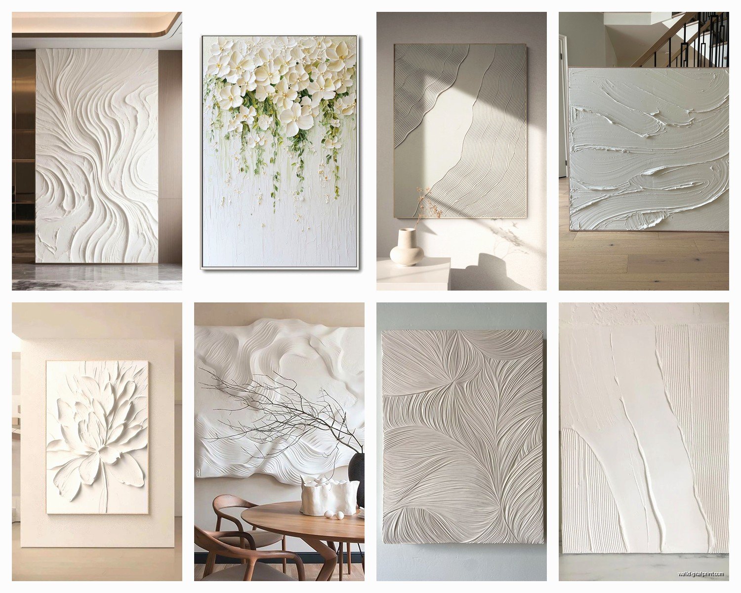 White Textured Wall Art: 3D Relief & Sculptural Designs