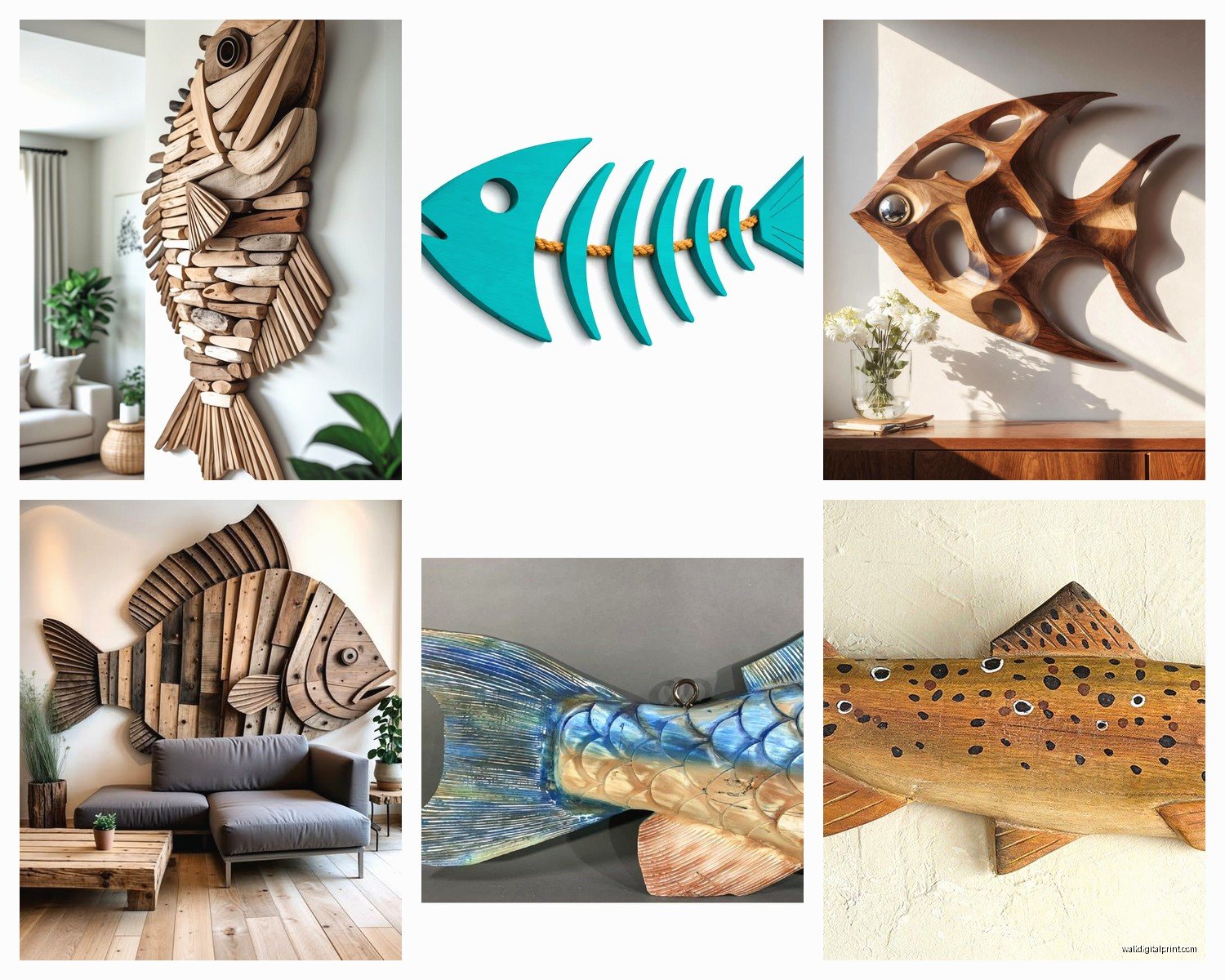 Wooden Fish Wall Art: Carved Aquatic Ocean Decor