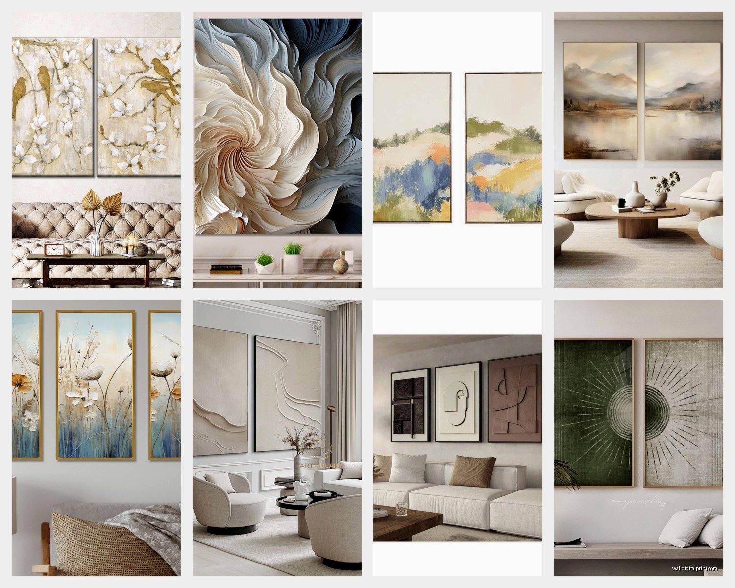 2 Piece Wall Art for Living Room: Diptych Main Space Sets