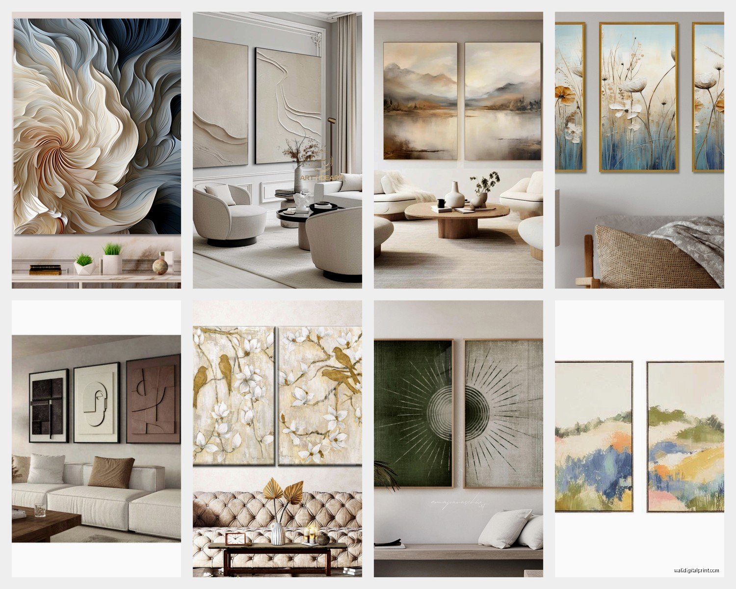 2 Piece Wall Art for Living Room: Diptych Main Space Sets