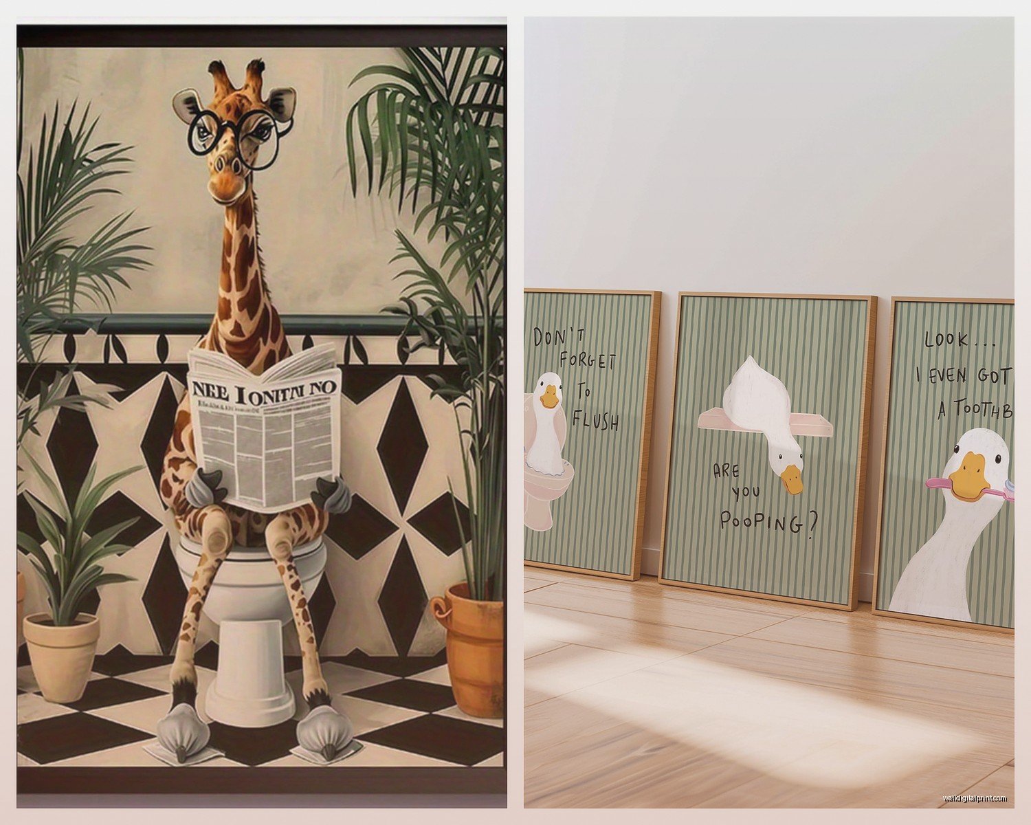 Animal Bathroom Wall Art: Wildlife Creature Bath Decor