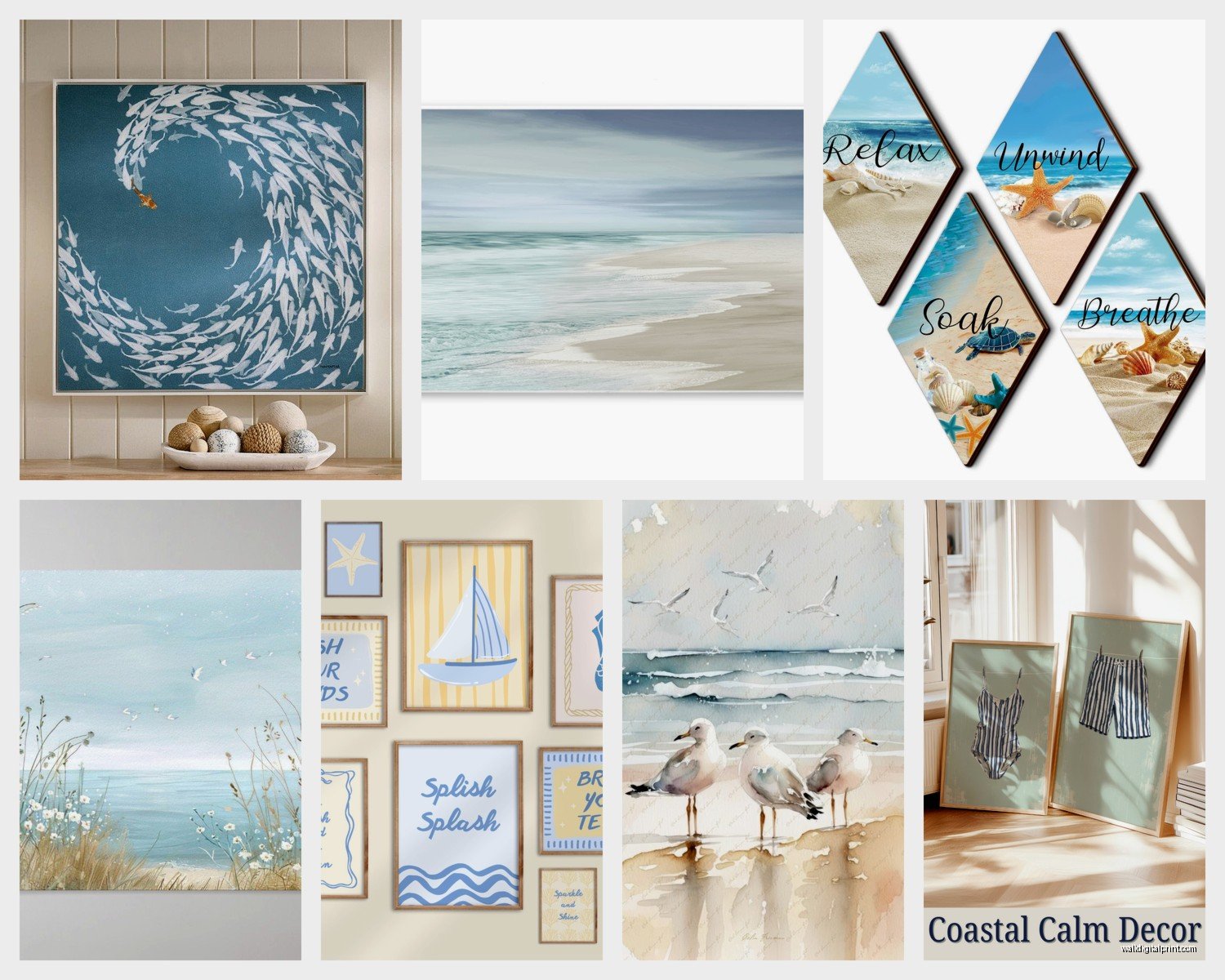 Beach Wall Art for Bathroom: Coastal Bath Spa Decor