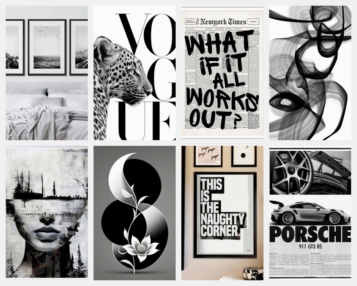 Black and White Wall Art for Bedroom: Monochrome Sleep Space