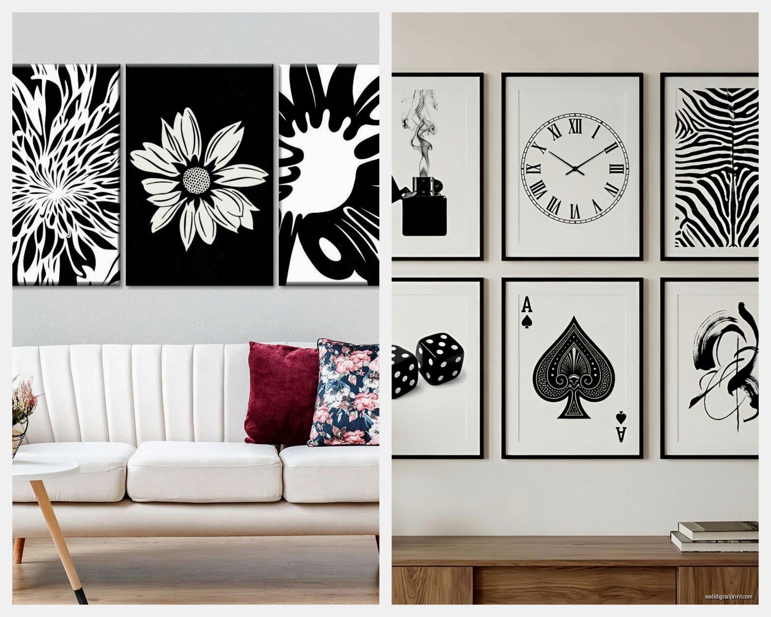Black and White Wall Art for Living Room: Monochrome Main Space