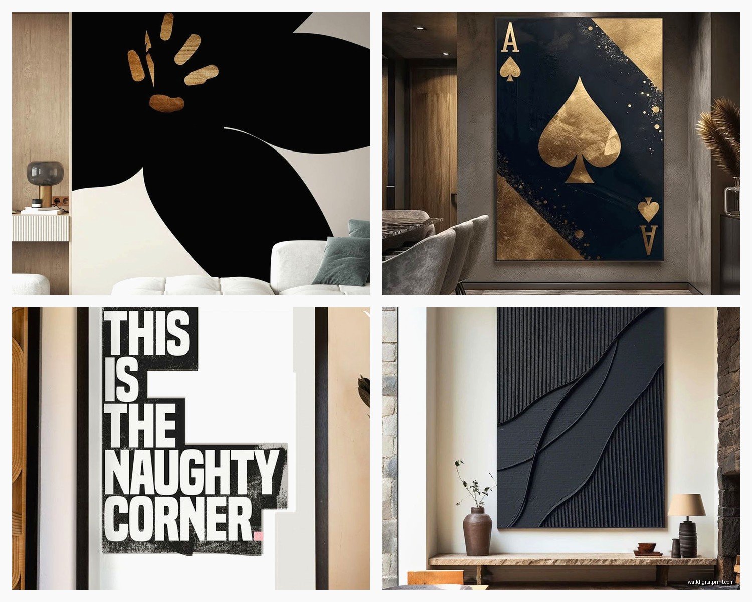 Black Wall Art for Living Room: Dark Bold Main Space