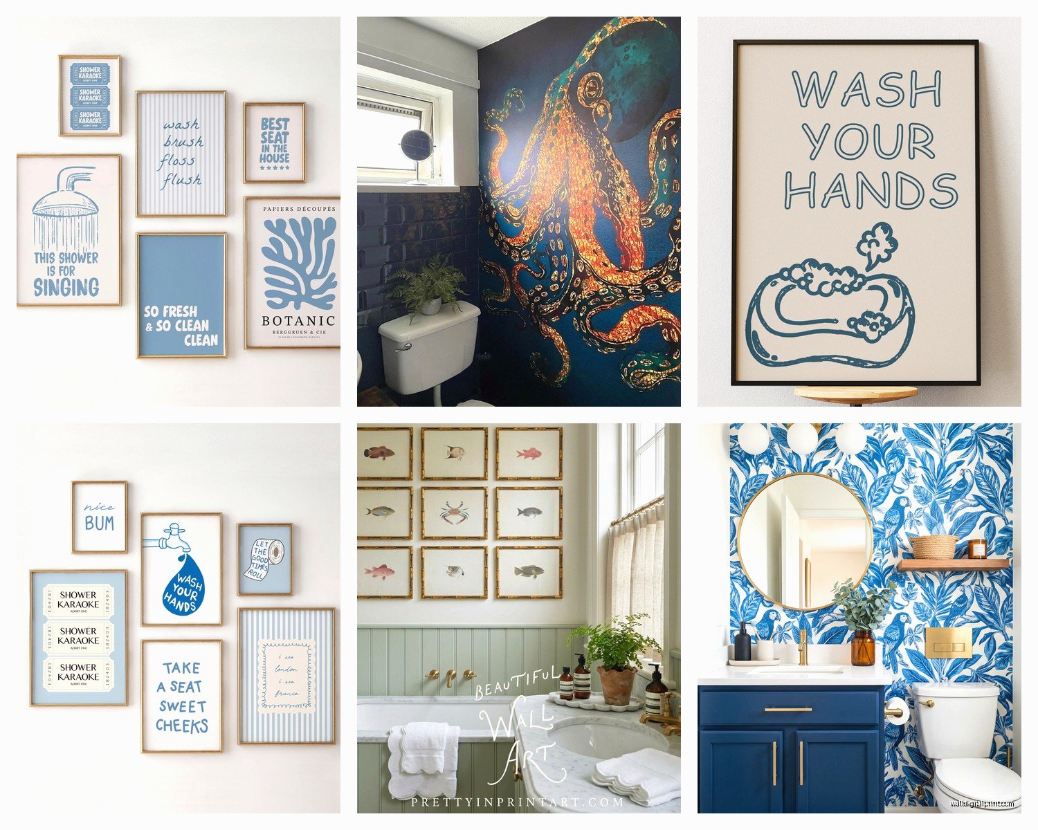 Blue Bathroom Wall Art: Ocean Water Sky Bath Decor