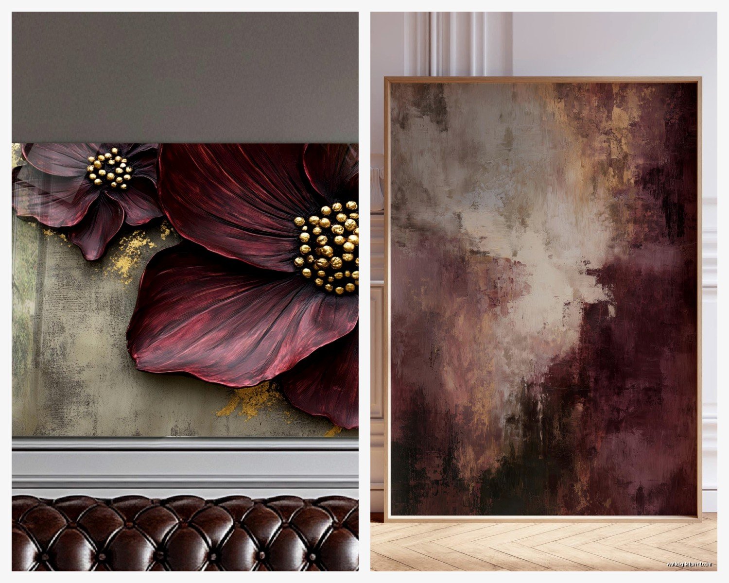 Burgundy Wall Art for Living Room: Rich Wine Red Decor