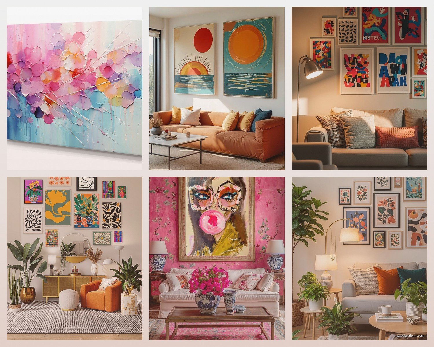 Colorful Wall Art Living Room: Bright Multi-Hue Main Space
