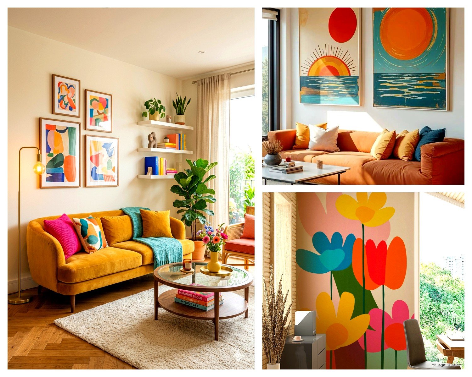 Colorful Wall Art Living Room: Bright Multi-Hue Main Space