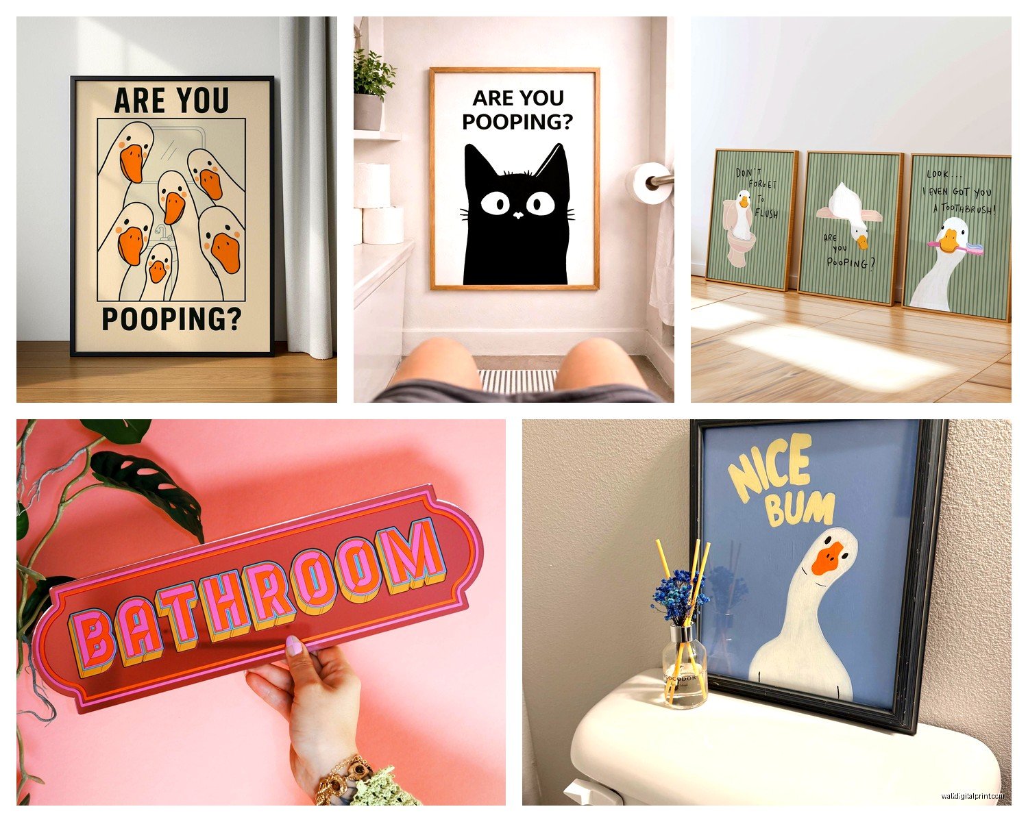 Cool Bathroom Wall Art: Trendy Modern Bath Designs