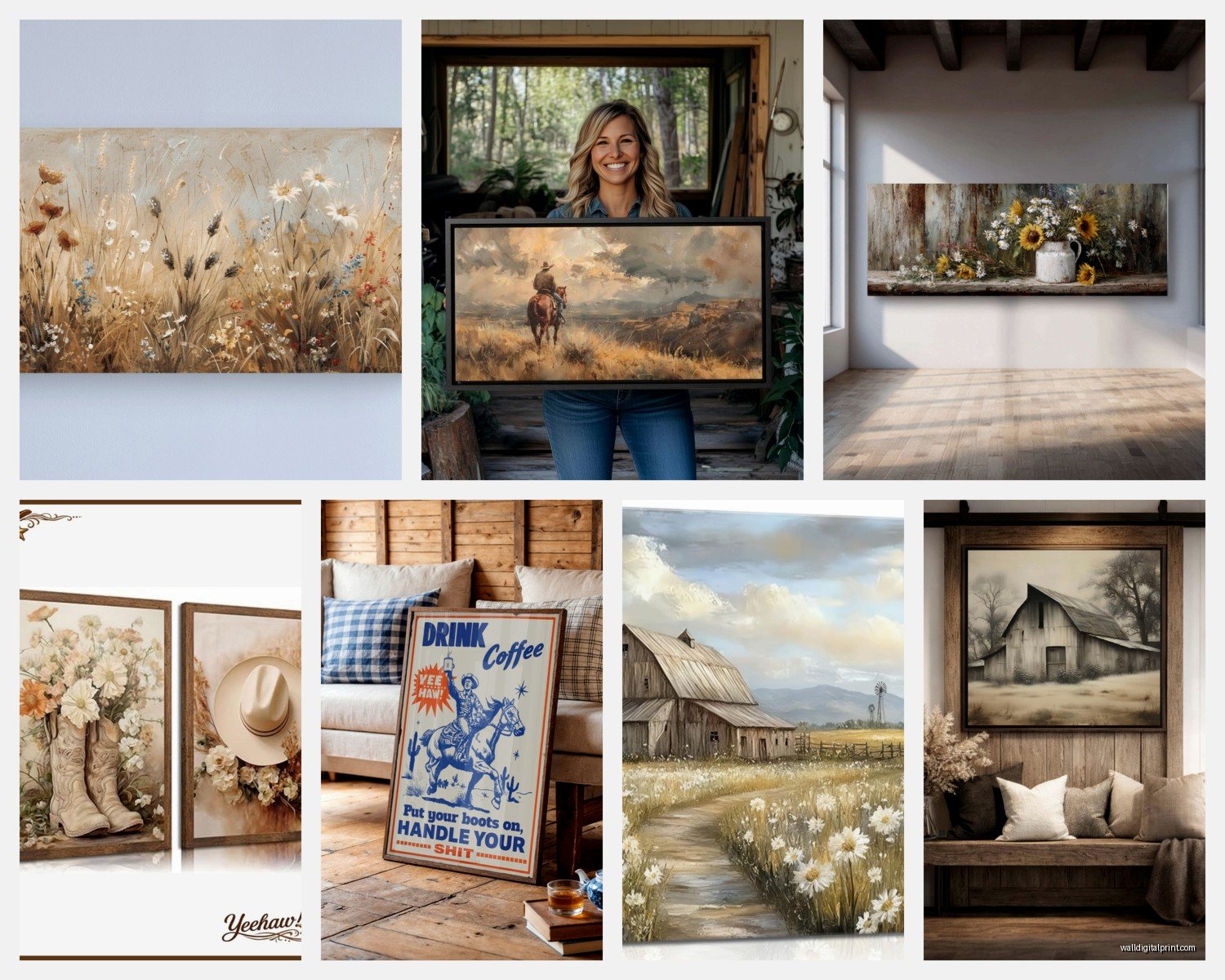 Country Wall Art for Living Room: Rustic Farmhouse Decor