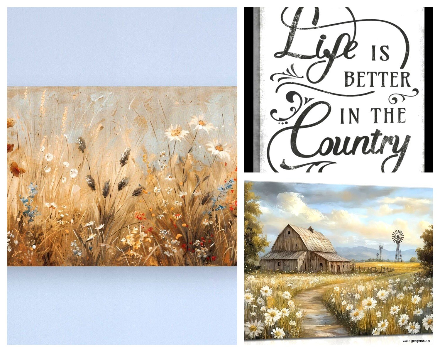 Country Wall Art for Living Room: Rustic Farmhouse Decor