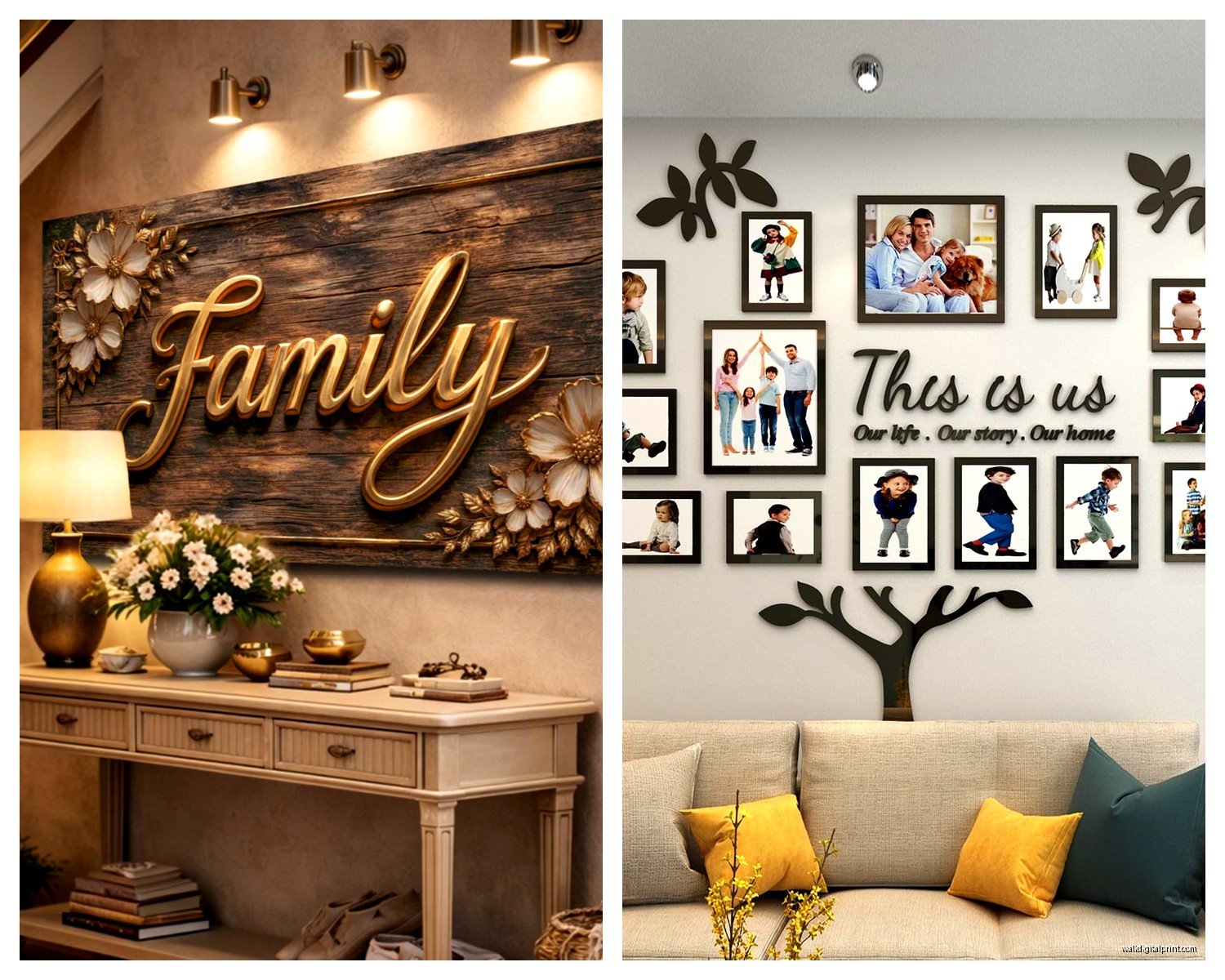 Family Wall Art for Living Room: Photo & Quote Displays