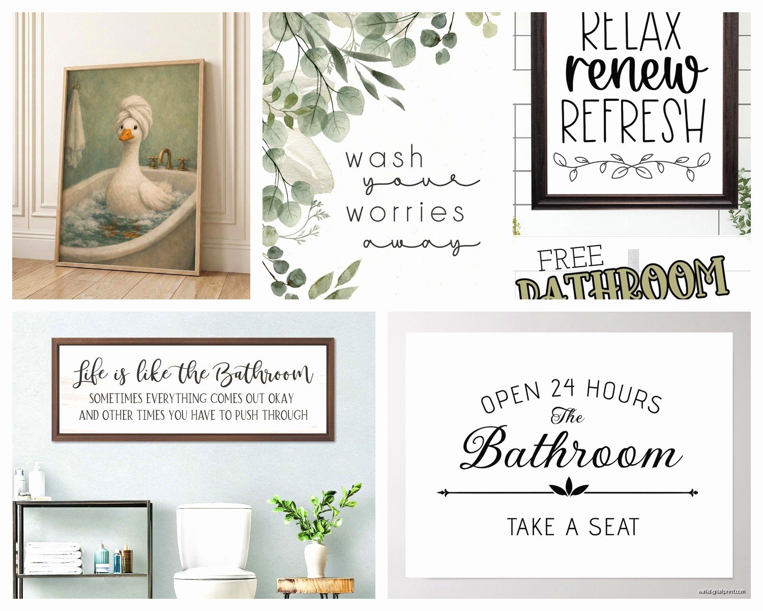 Farmhouse Bathroom Wall Art: Rustic Country Bath Decor