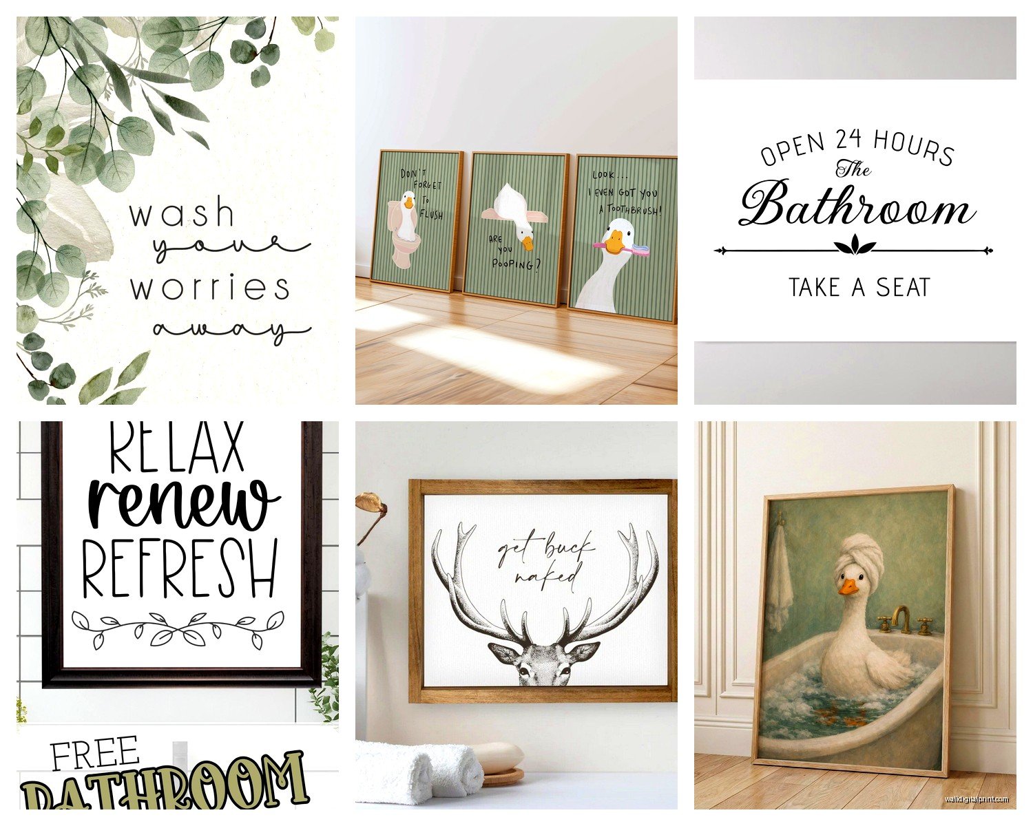Farmhouse Bathroom Wall Art: Rustic Country Bath Decor
