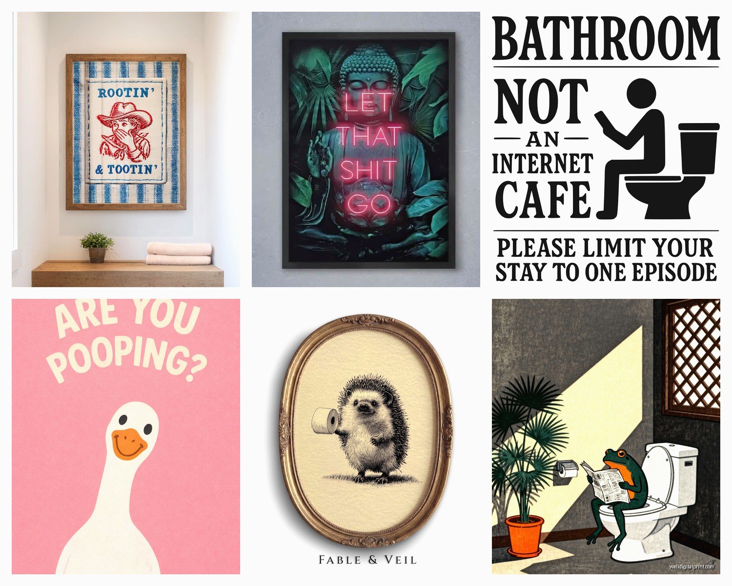 Funny Bathroom Wall Art: Humorous Toilet Humor Signs