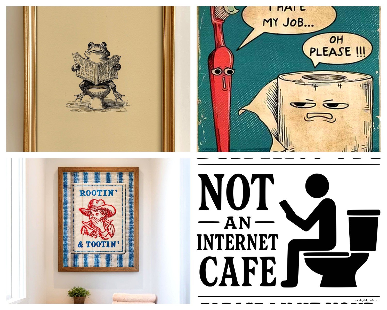 Funny Bathroom Wall Art: Humorous Toilet Humor Signs