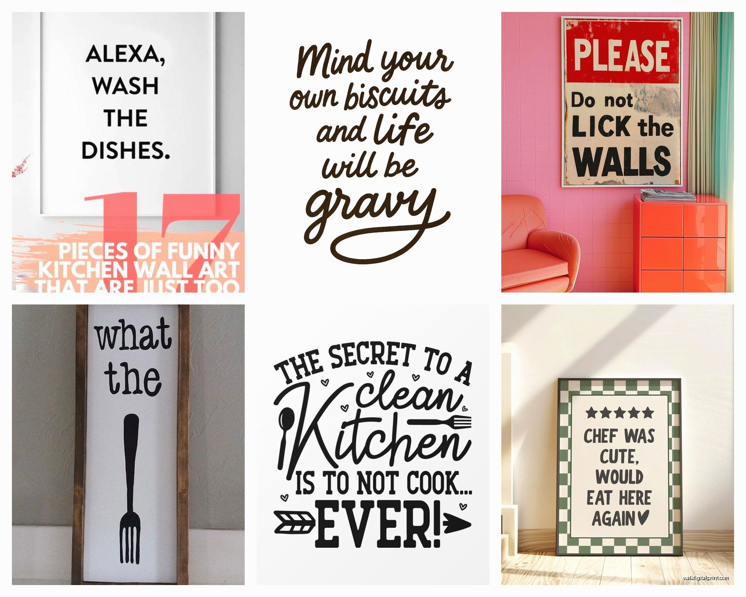 Funny Kitchen Wall Art: Humorous Cooking Quotes & Signs