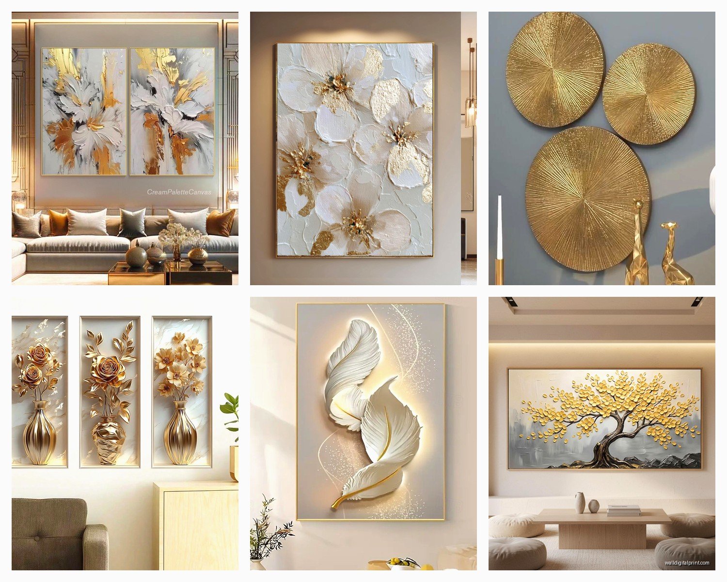 Gold Wall Art for Living Room: Luxury Metallic Accents