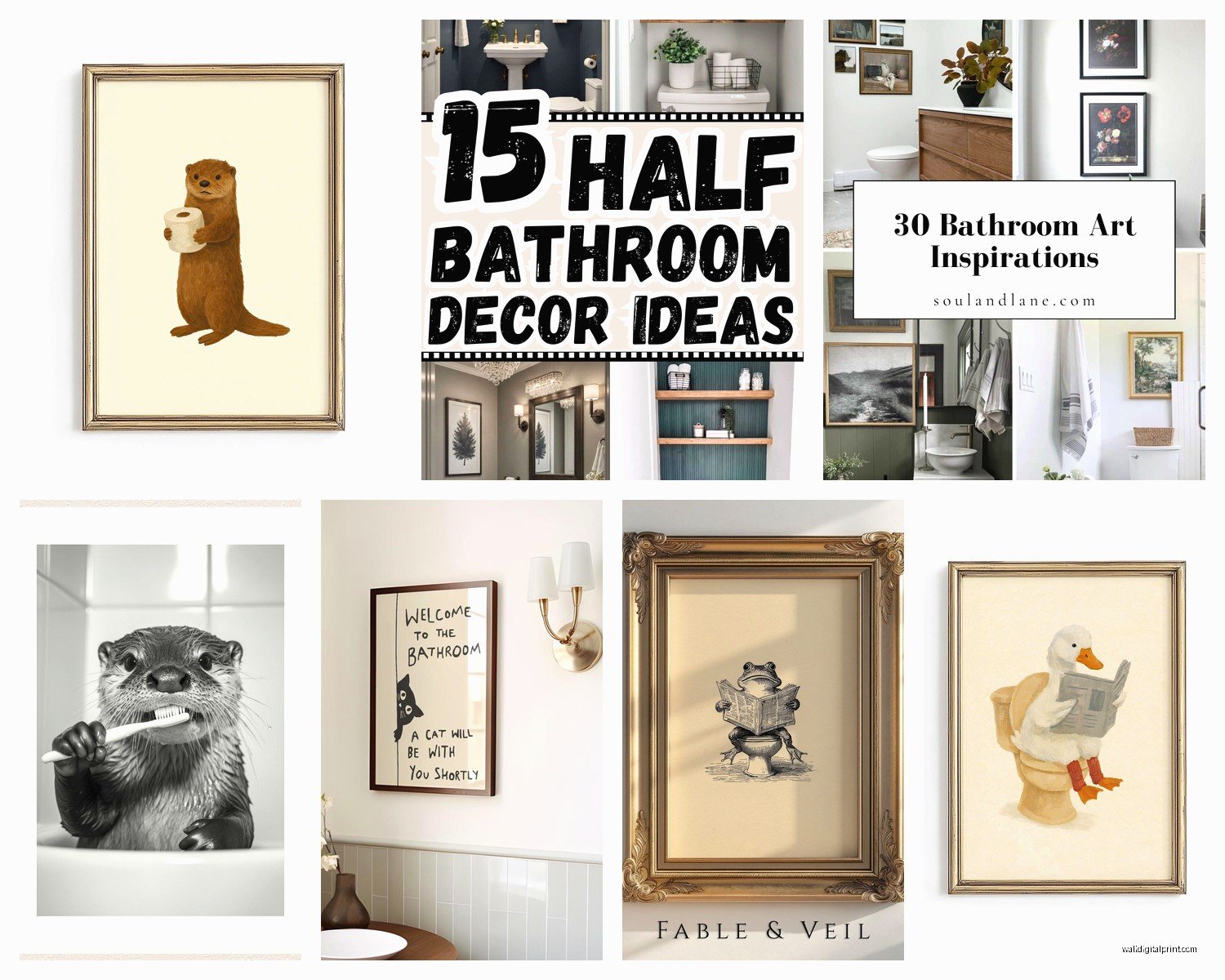 Half Bath Wall Art: Small Powder Room Design Ideas
