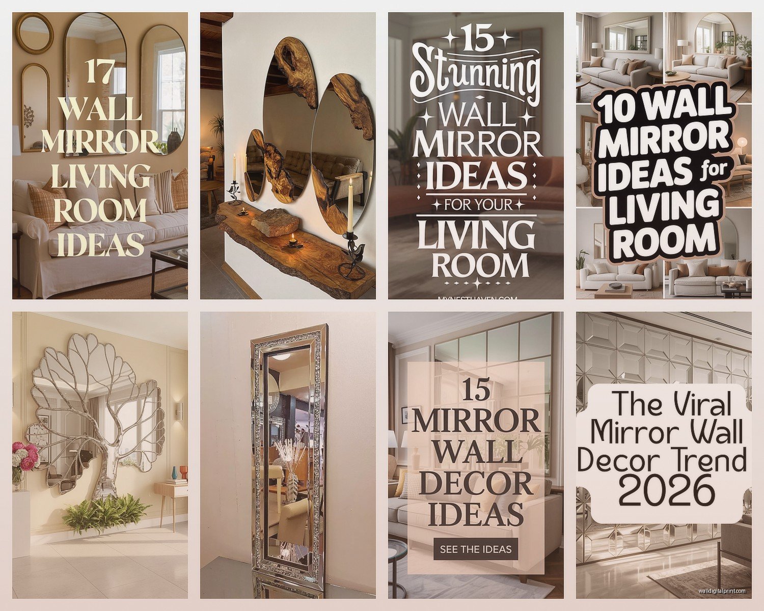 Mirror Wall Art for Living Room: Reflective Decorative Designs